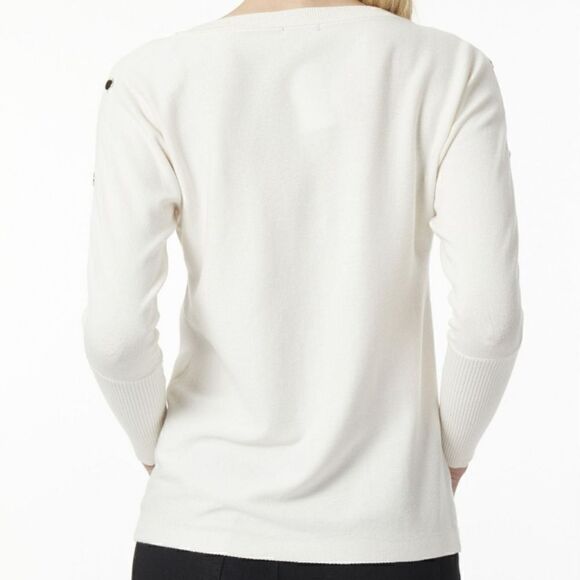 JONES NEW YORK Womens Beige Long Sleeve Boat Neck Wear Size M - Picture 2 of 5